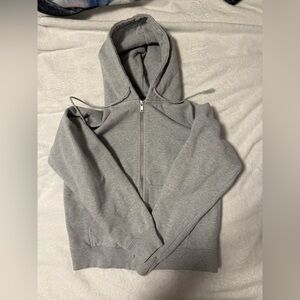 Brandy Melville Light Gray Zip-Up Sweater